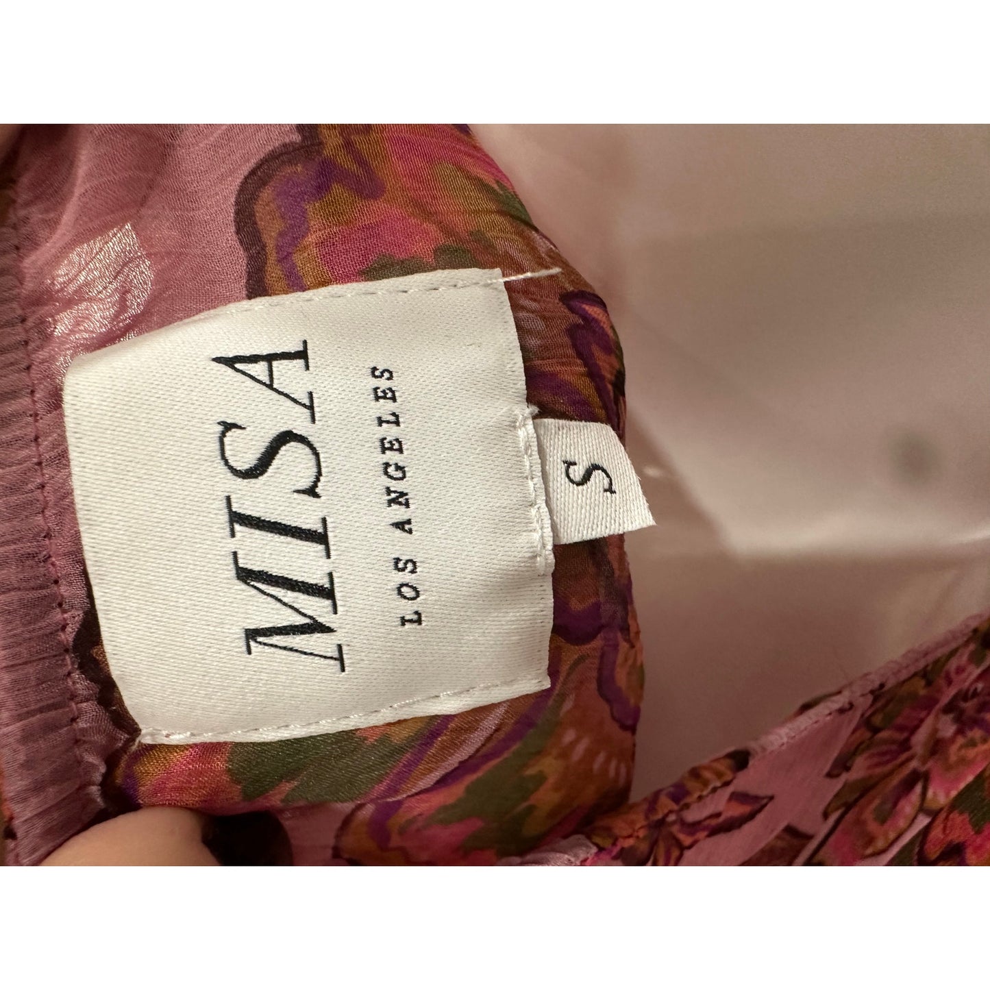 Misa Los Angeles Chiffon Floral Ruffle Pleated Shahdi Mini Dress Pink Size S