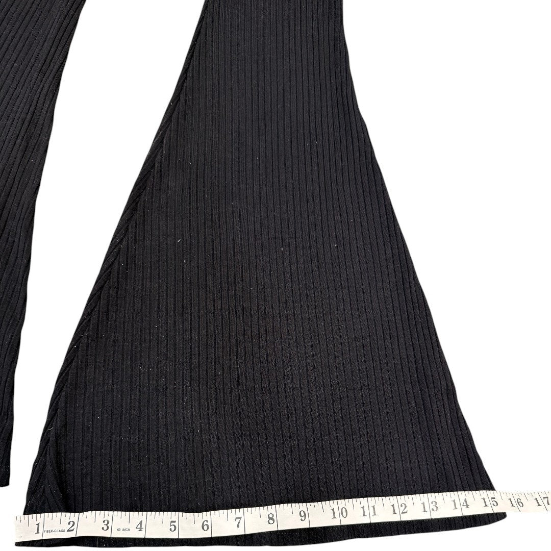 Promesa Black Ribbed Knit Bell Bottom Pull On Flare Pants