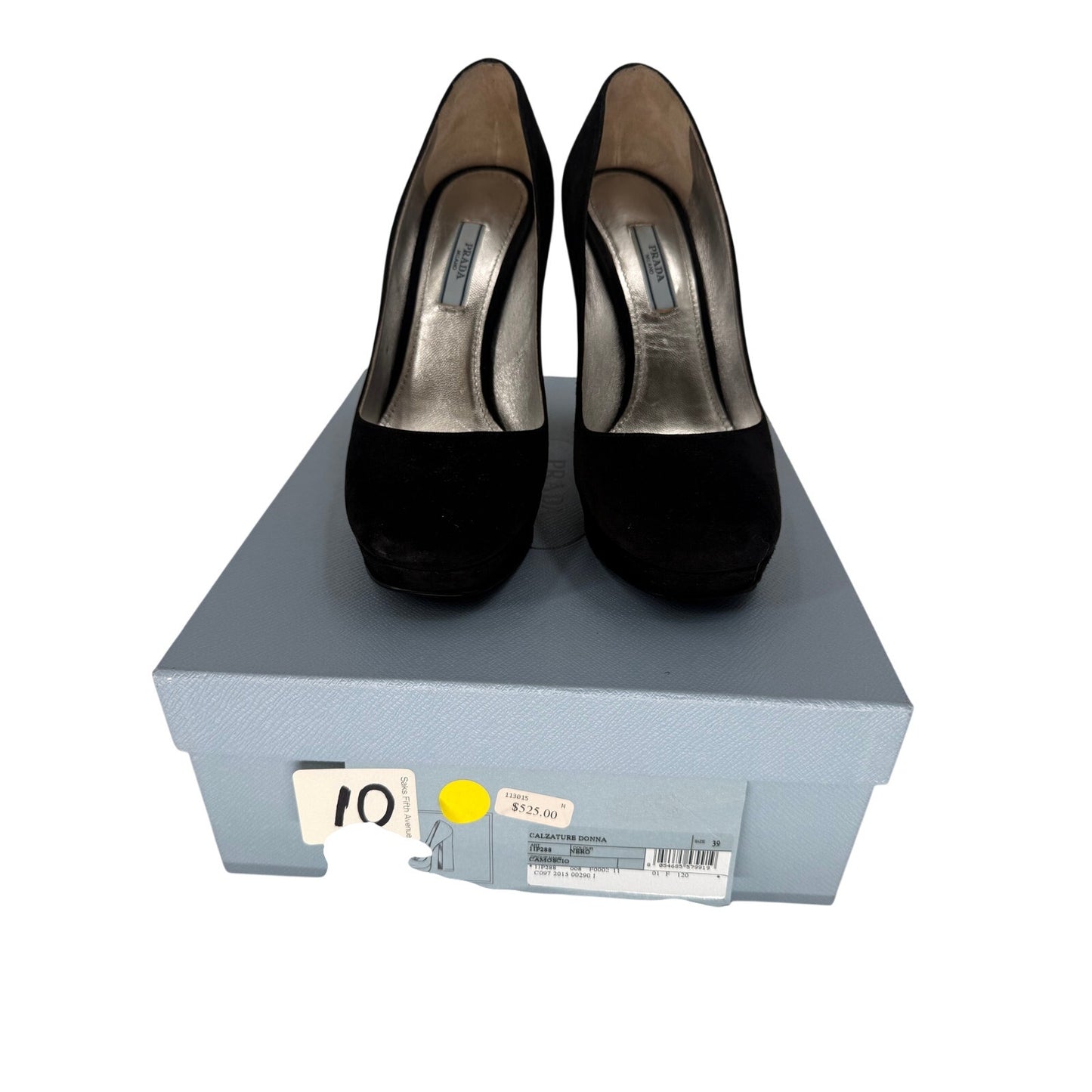 Prada Suede Camoscio Block Heel Platform Pumps