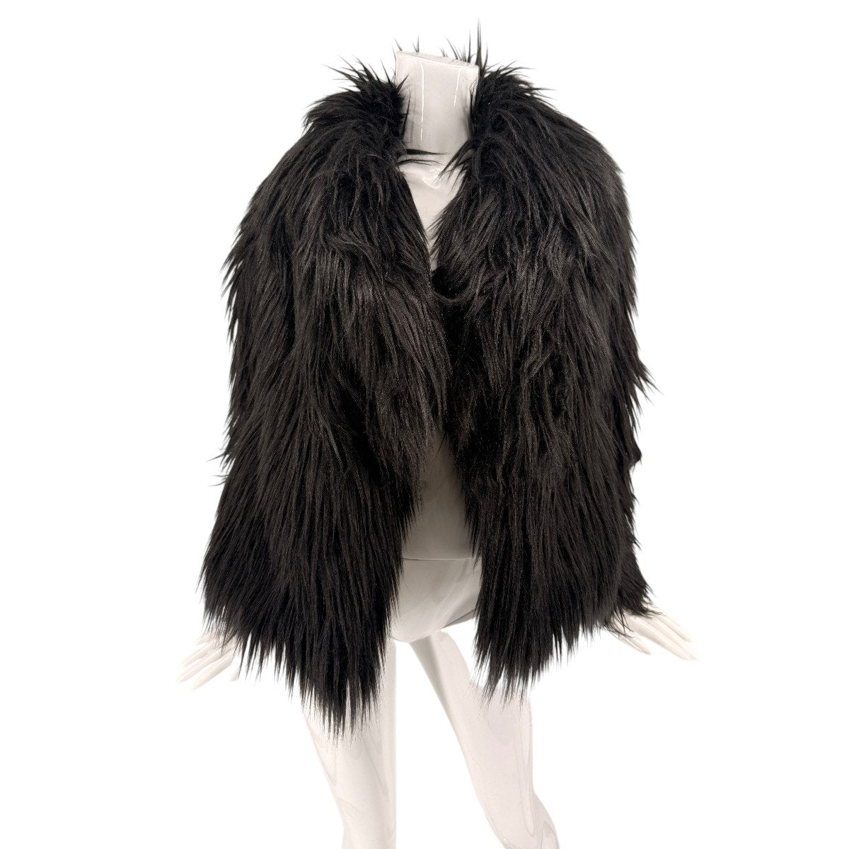 Milly Cole Faux Fur Jacket Black Shaggy Coat Size 0