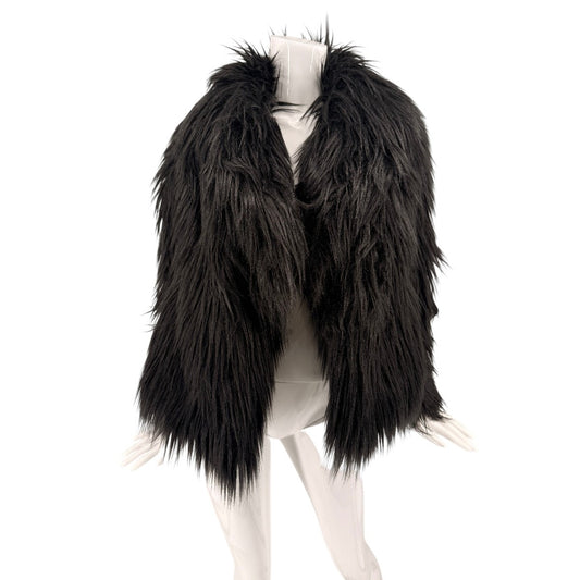 Milly Cole Faux Fur Jacket Black Shaggy Coat Size 0