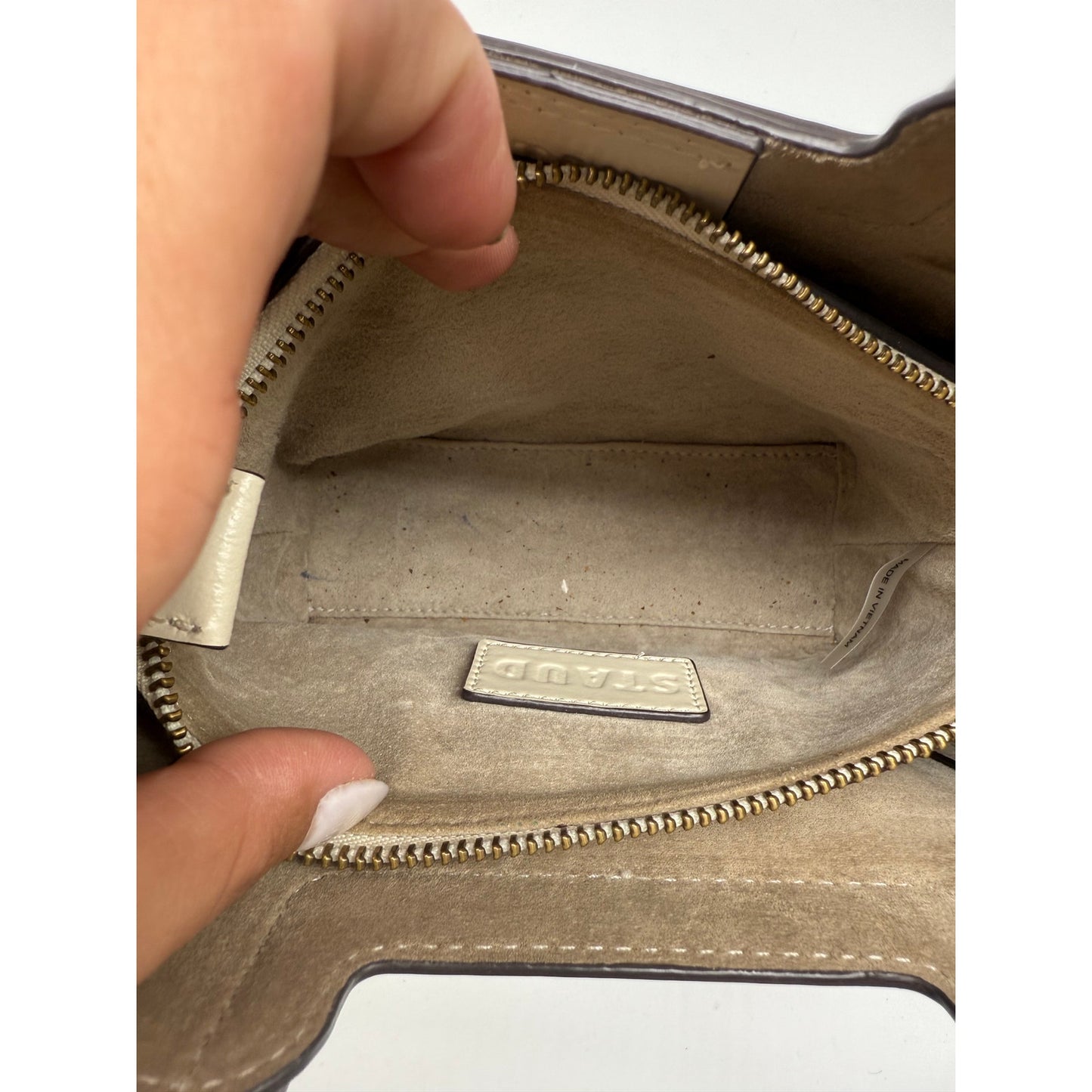 Staud Leather Mini Shirley Crossbody Bag Off-White