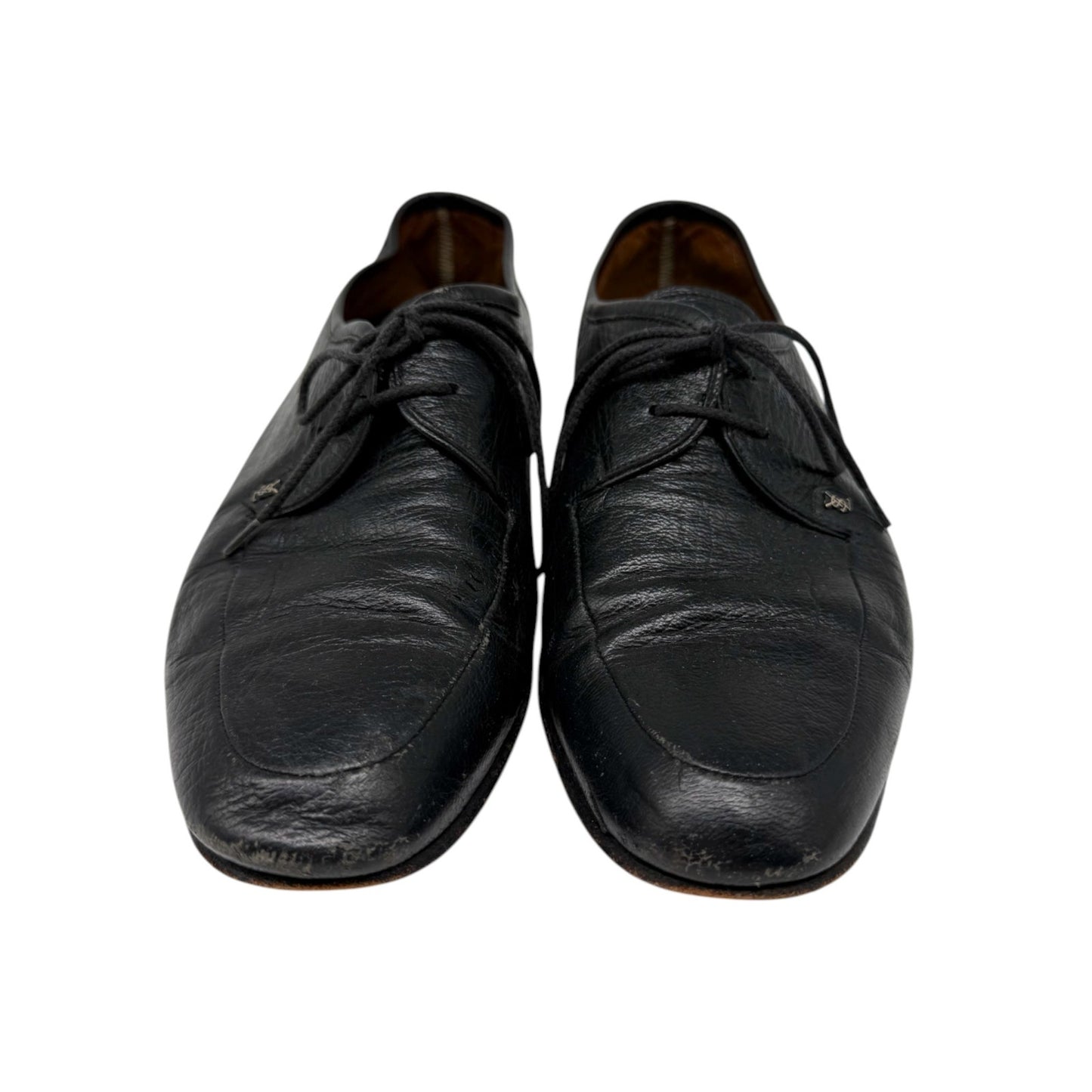 Saint Laurent Leather Lace Up Round Toe Low Top Oxford Loafers