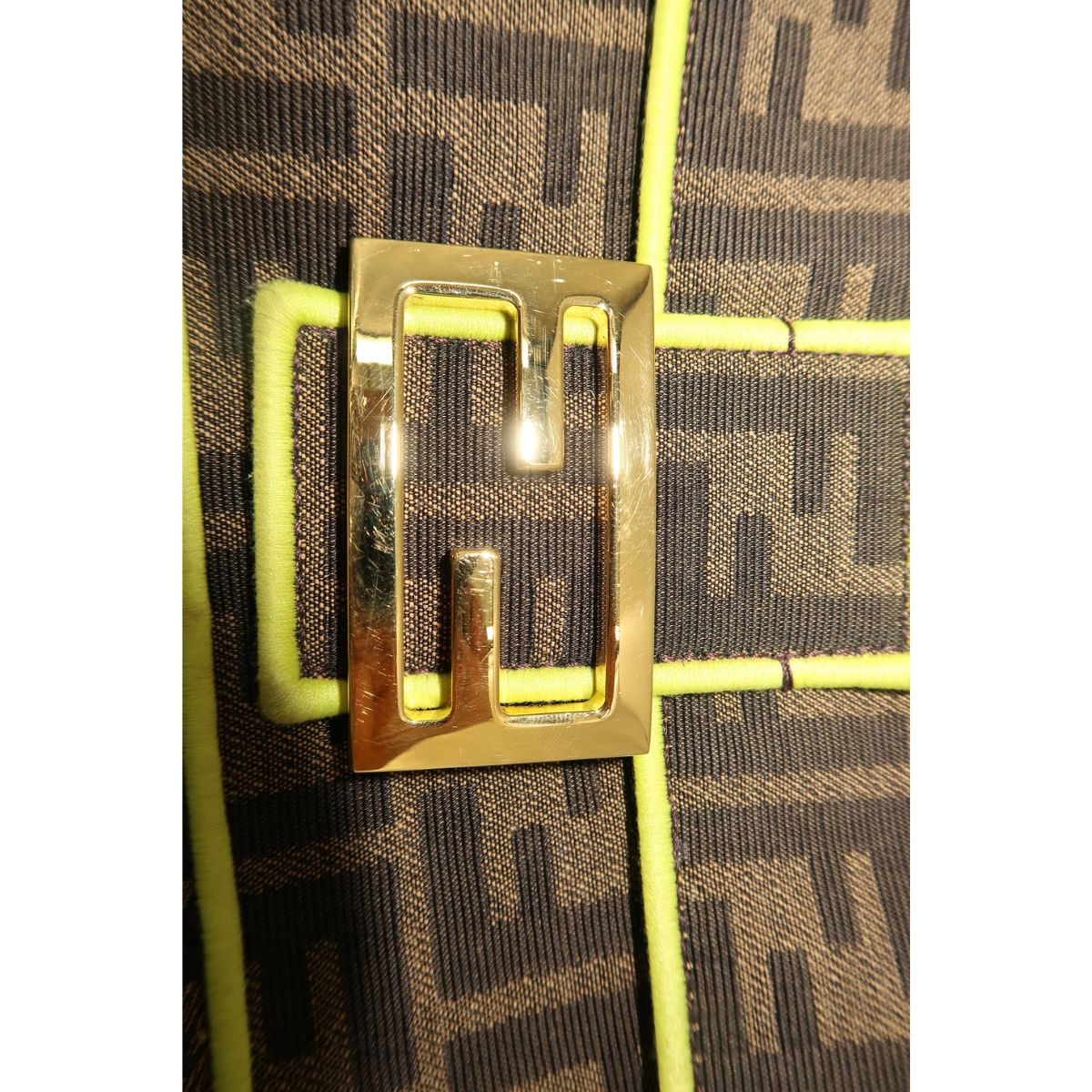 Fendi Zucca Embroidered FF Logo Canvas Baguette Shoulder Bag