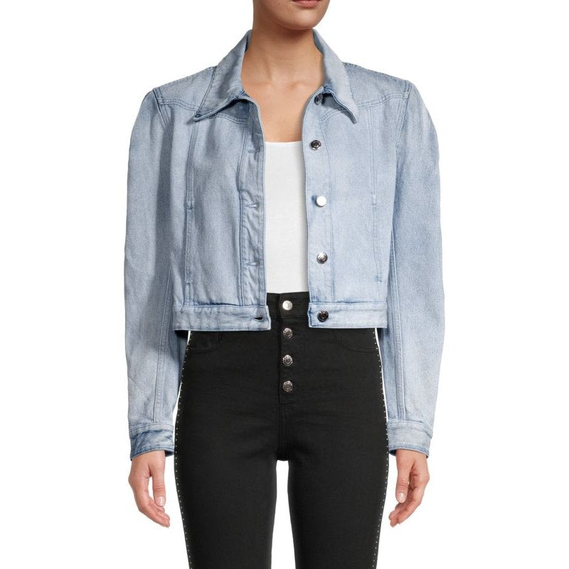 Iro Paris Wash Cotton Denim Orkney Puff-Sleeve Button-Front Jacket