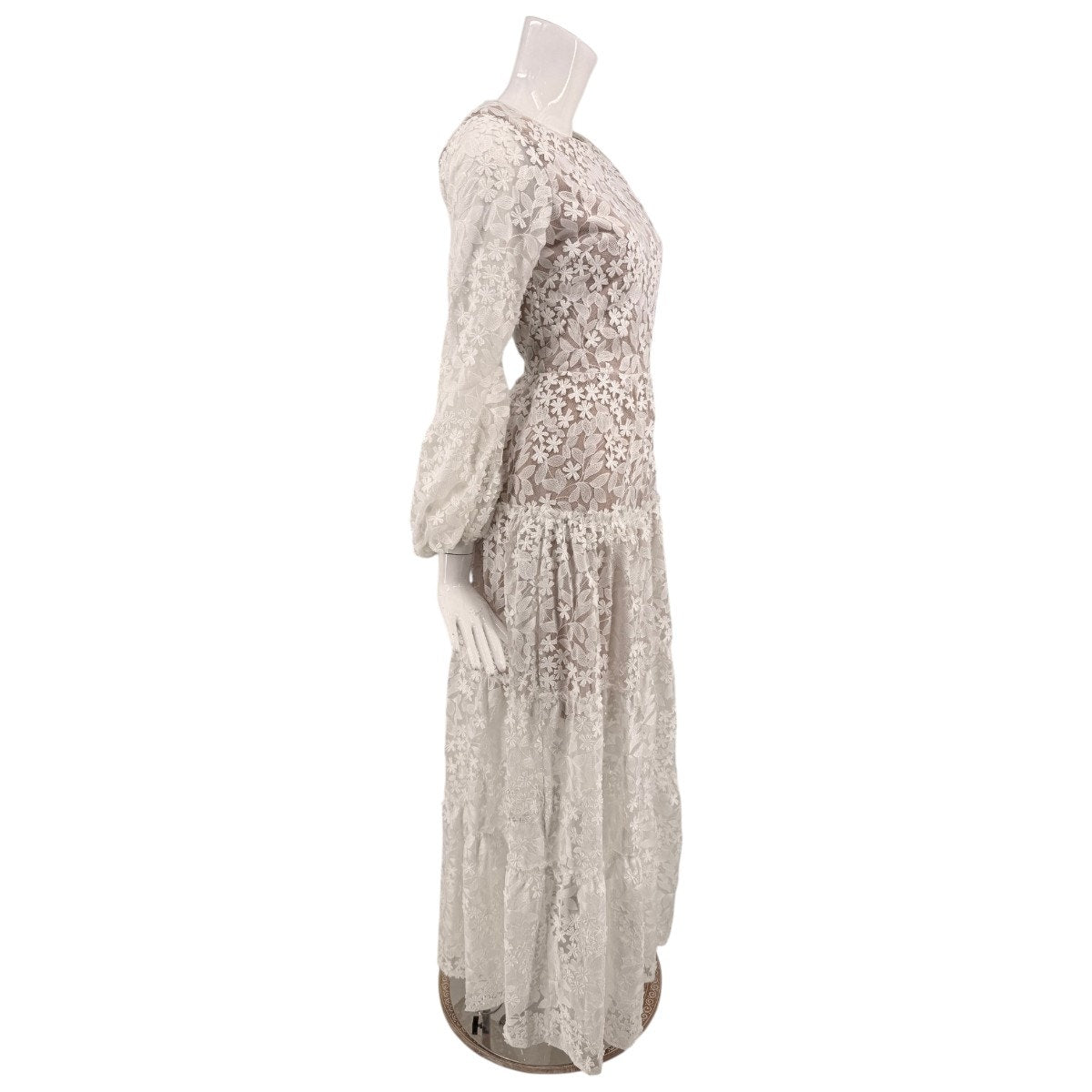 Dress The Population Lyra Embroidered Puff-Sleeve Tiered Maxi Dress