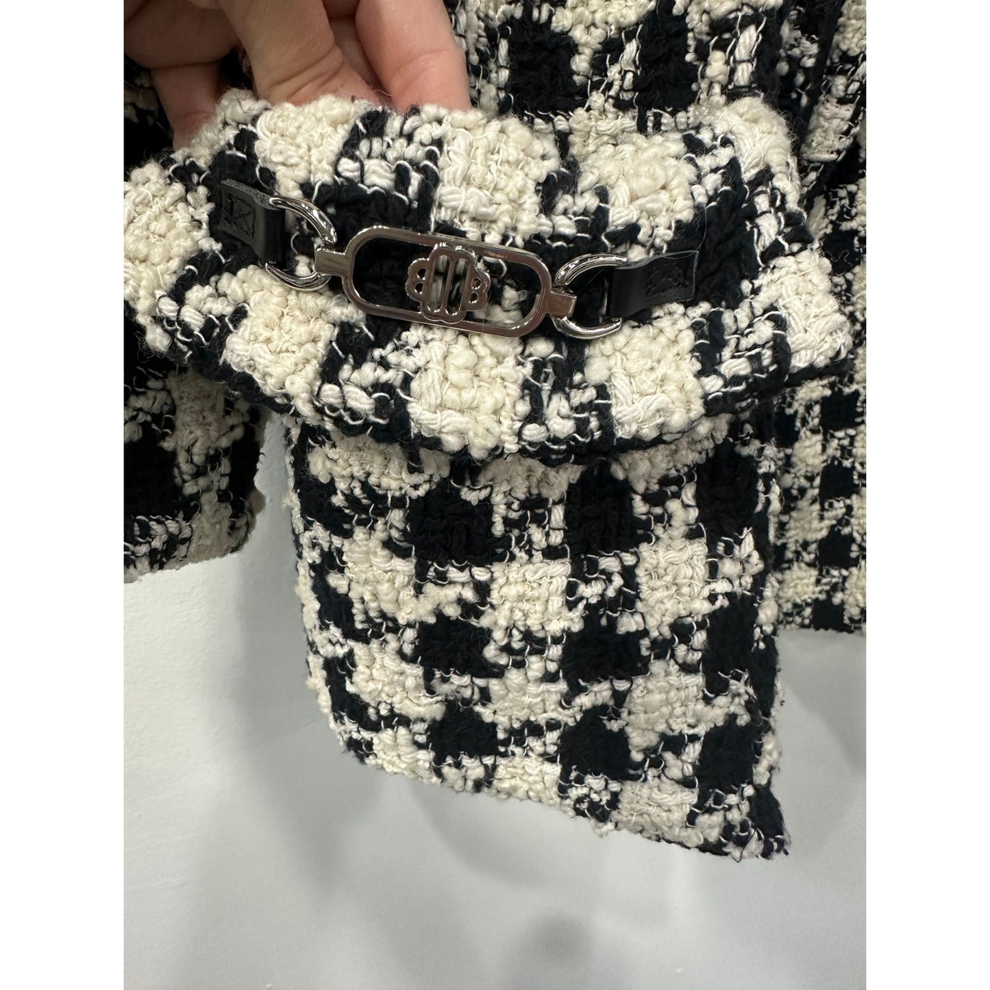 Maje Wool-Blend Houndstooth Double-Breasted Jacket