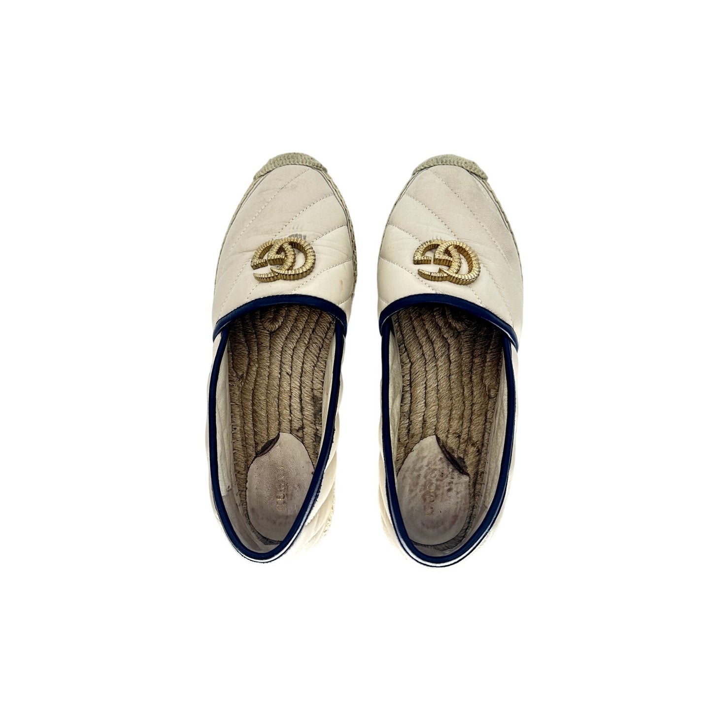 Gucci Leather Quilted GG Logo Espadrille Flats