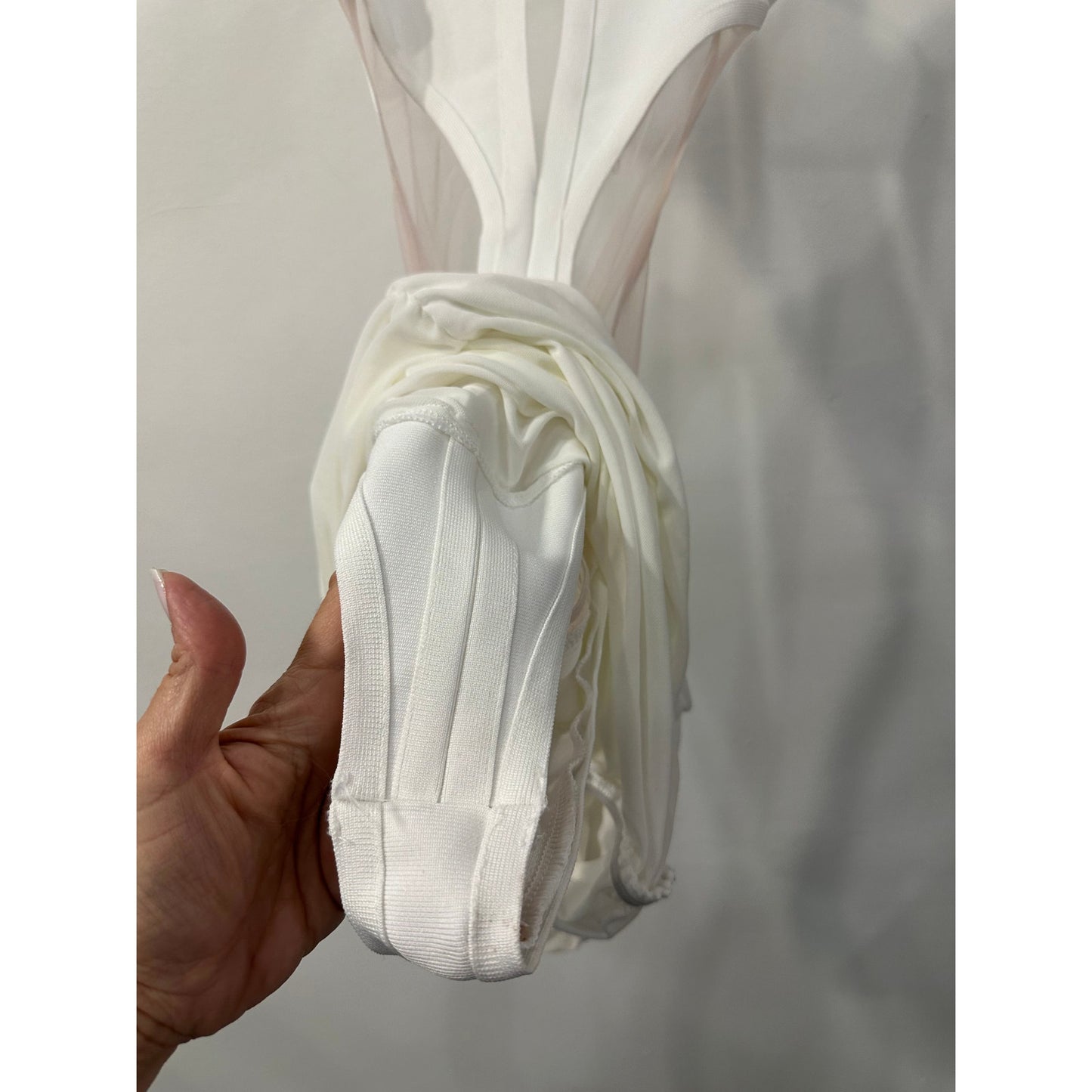 Sexy Alluring Ruched Mesh Cutout Bandage Midi Dress
