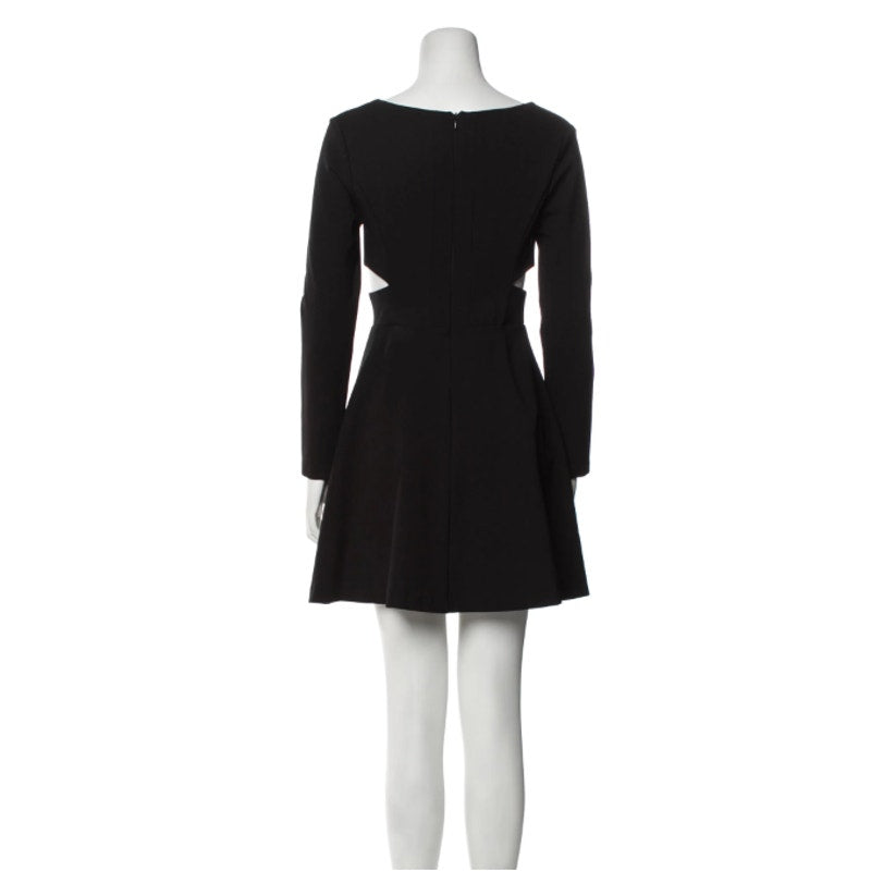 Halston Heritage Long Sleeve Mini Dress V-Neck Cutouts Women's
