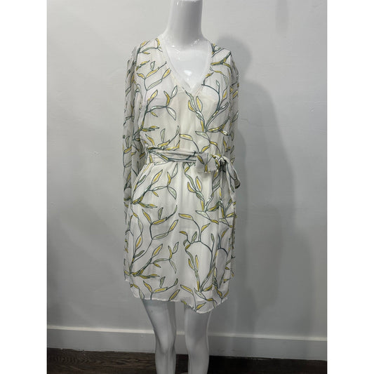 NWT Alexis White Embellished Leaf V-Neck Long Sleeve Mini Dress Women's Size XS