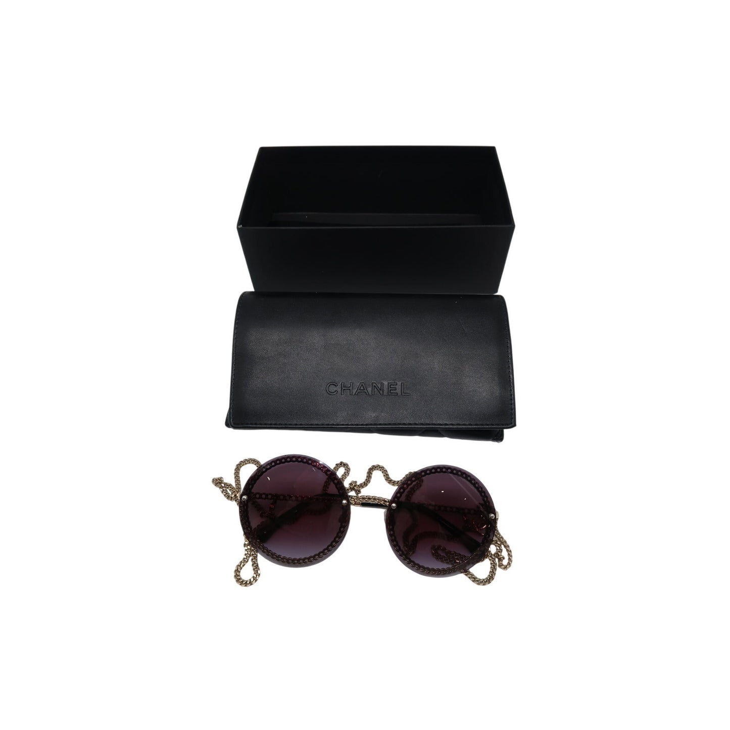 Chanel CH4245 Triple Chain Round Sunglasses Black