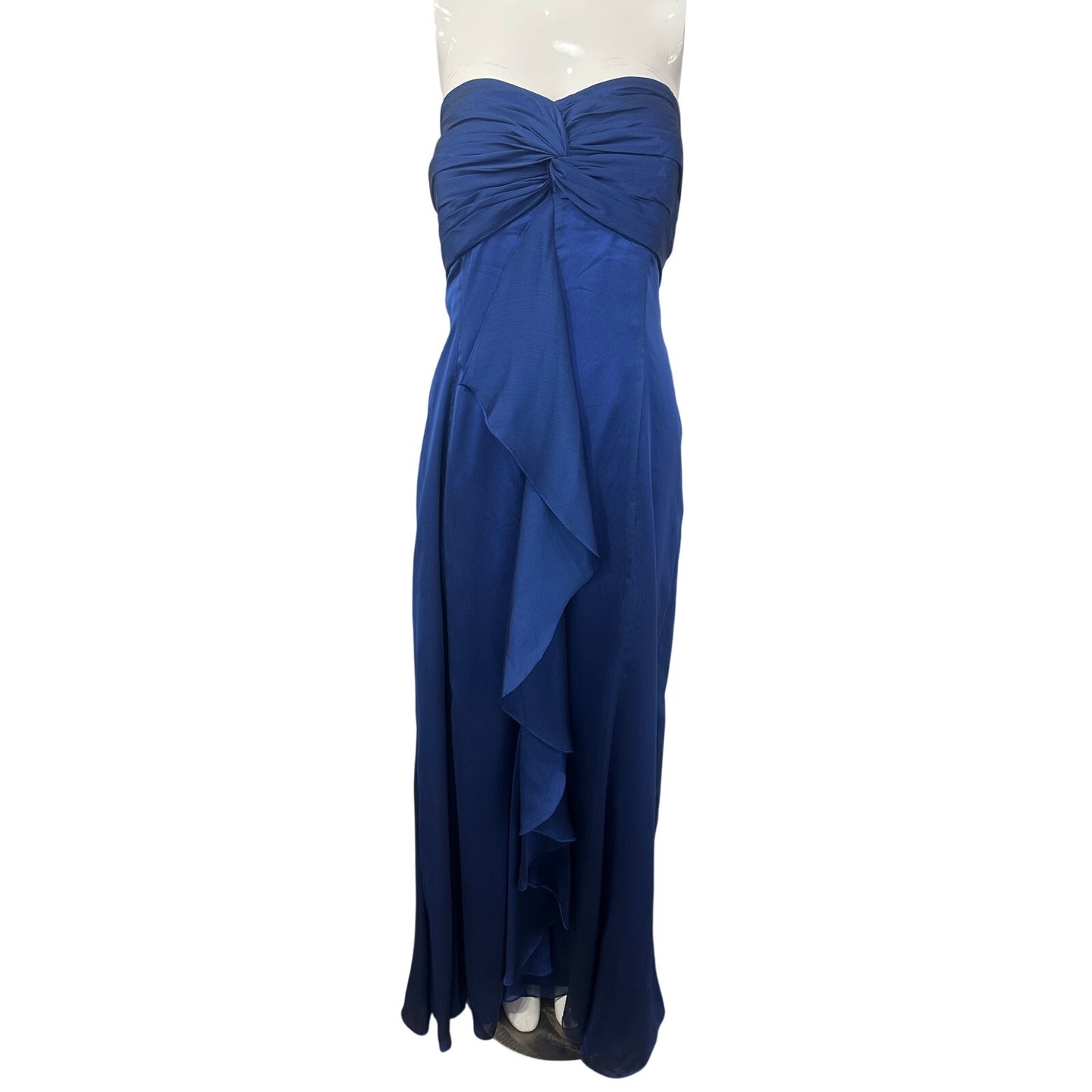 Belsoie Royal Blue Strapless Chiffon Ruched Formal Maxi Gown