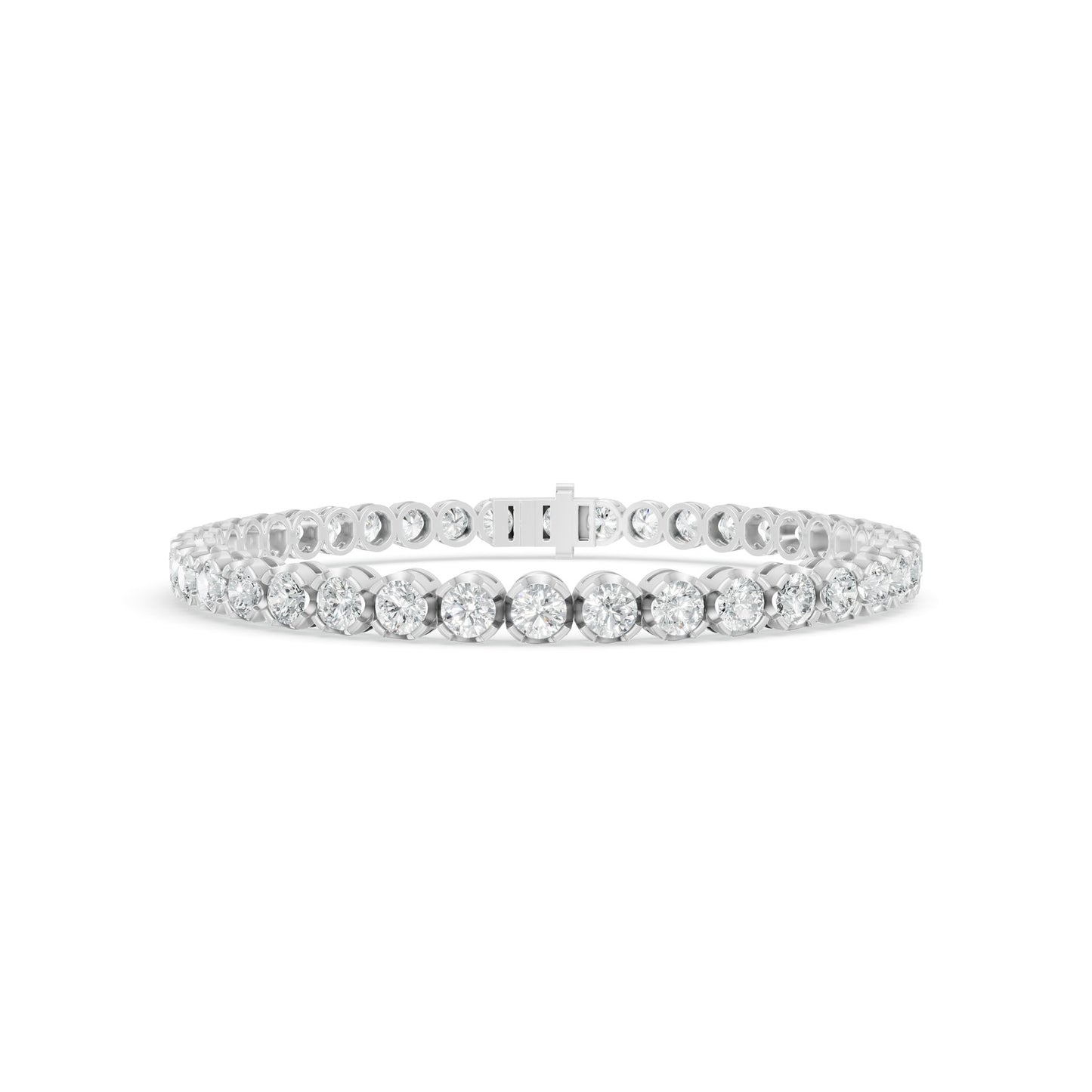 7.06 ctw Diamond Crown Collet 14K White Gold Tennis Bracelet