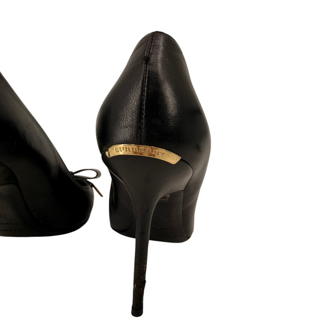 Burberry Soden Leather Pointed Toe Slip On Stiletto Pumps