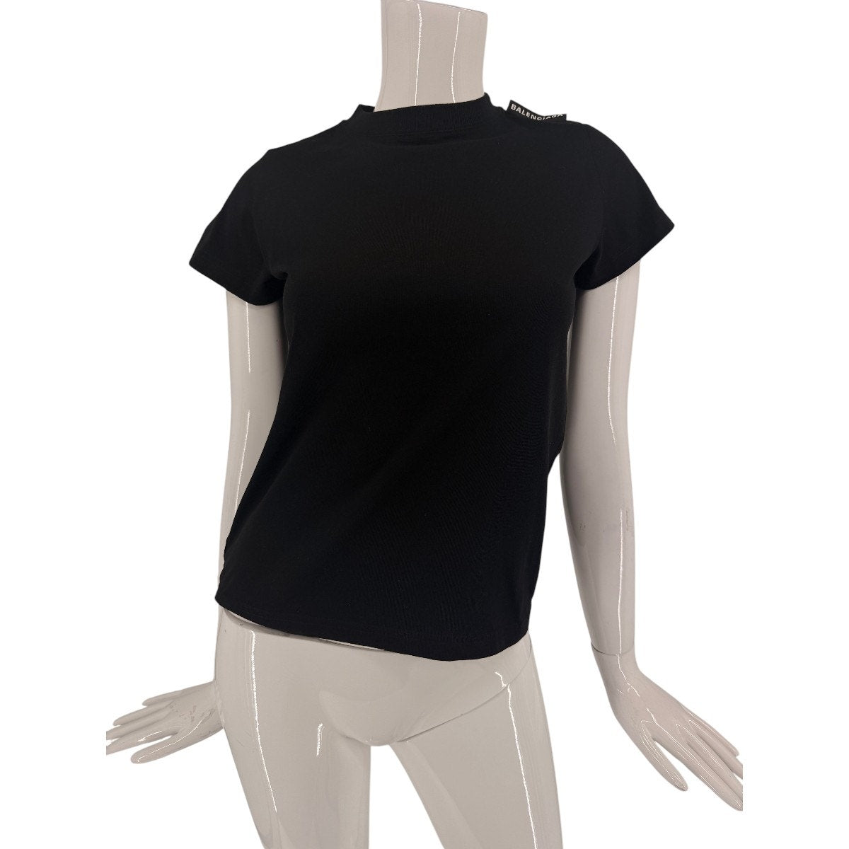 Balenciaga Rose Back Round Neck Short-Sleeve Tee Top