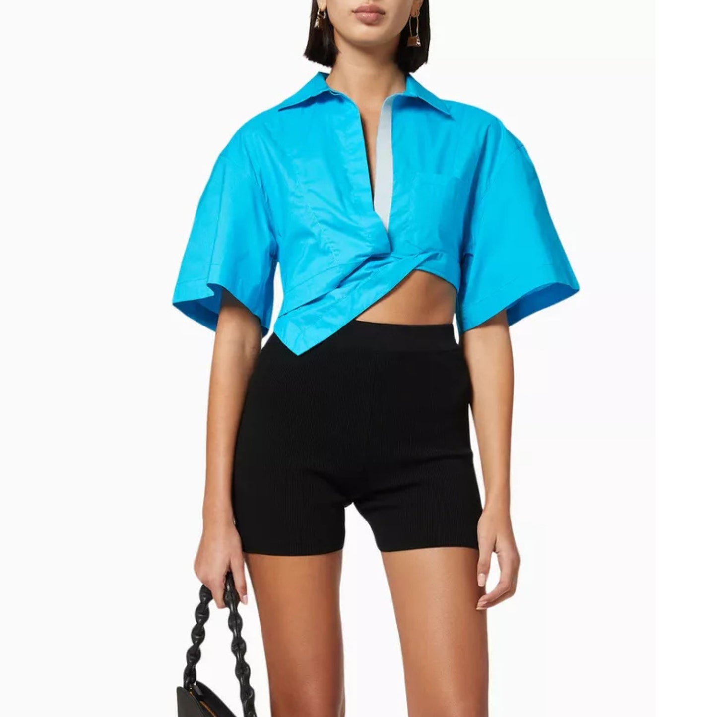 Jacquemus La Chemise Capri Cropped Asymmetric Hem Shirt