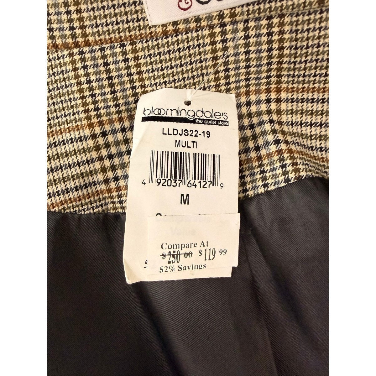 Madonna & Co. Cotton Blend Denim Plaid Blazer Brown Multi Women's Size Medium