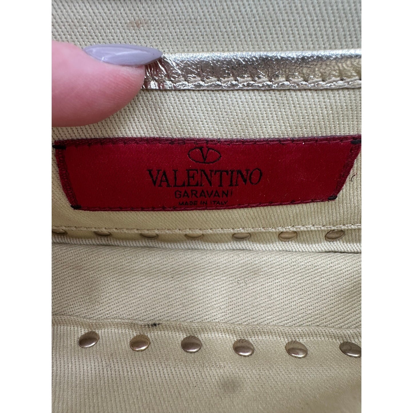 Valentino Garavani Metallic Leather Rockstud Bracelet Clutch Bag