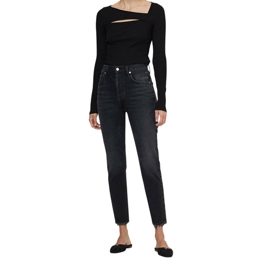 Citizens of Humanity Black Cotton Denim High Rise Jolene Jeans Women's
