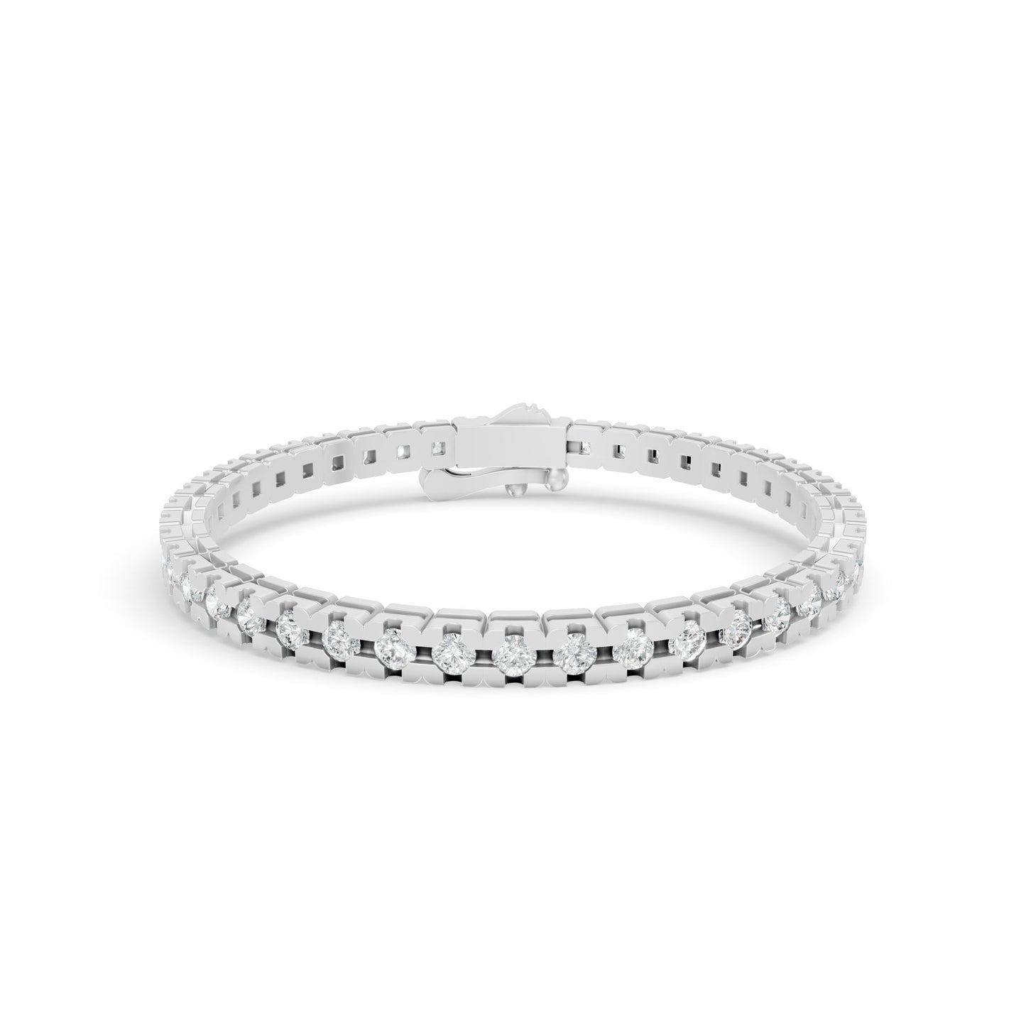7.02 ctw Diamond Square Collet 14K White Gold Tennis Bracelet