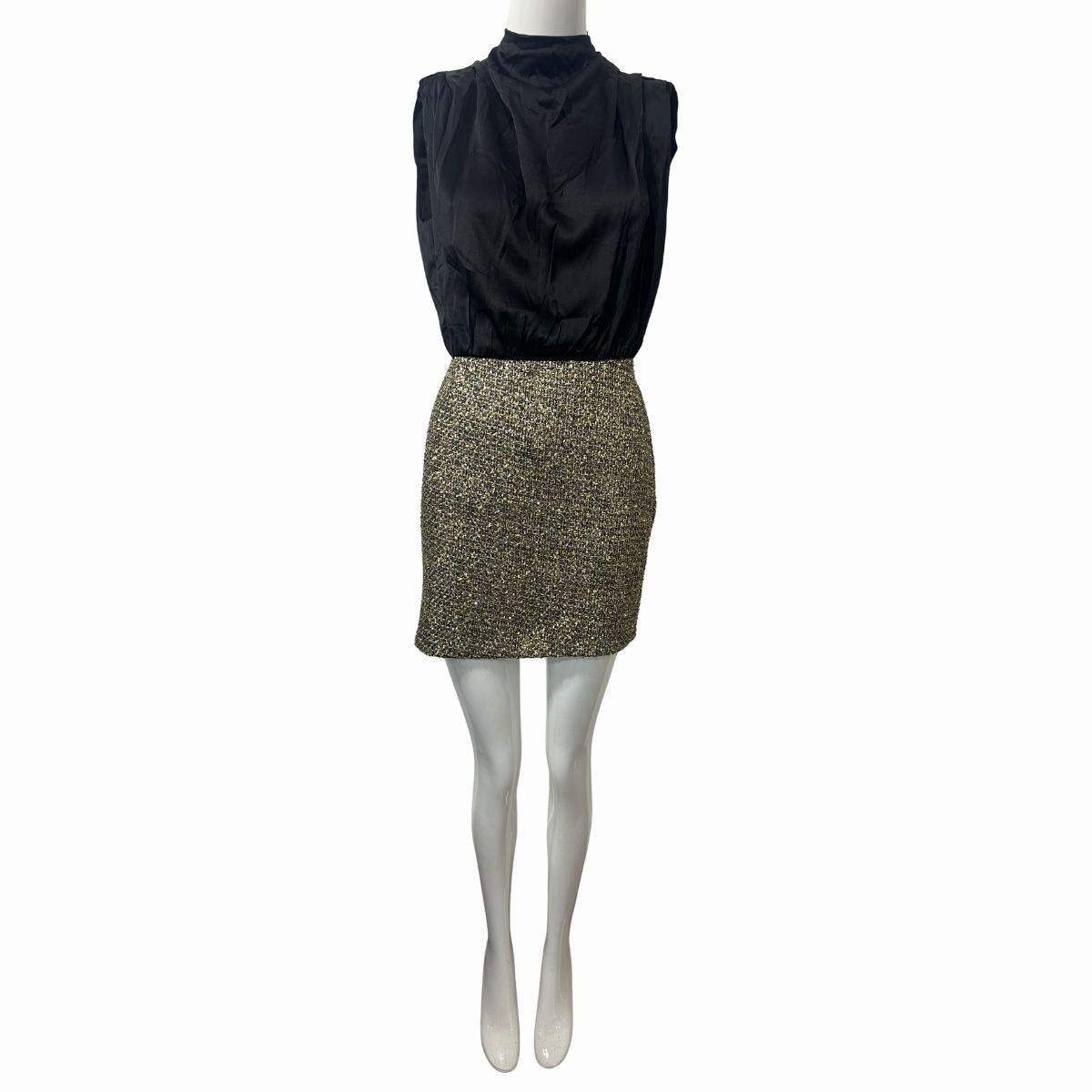 Amanda Uprichard Brantley Mixed Media Silk Cocktail Mini Dress