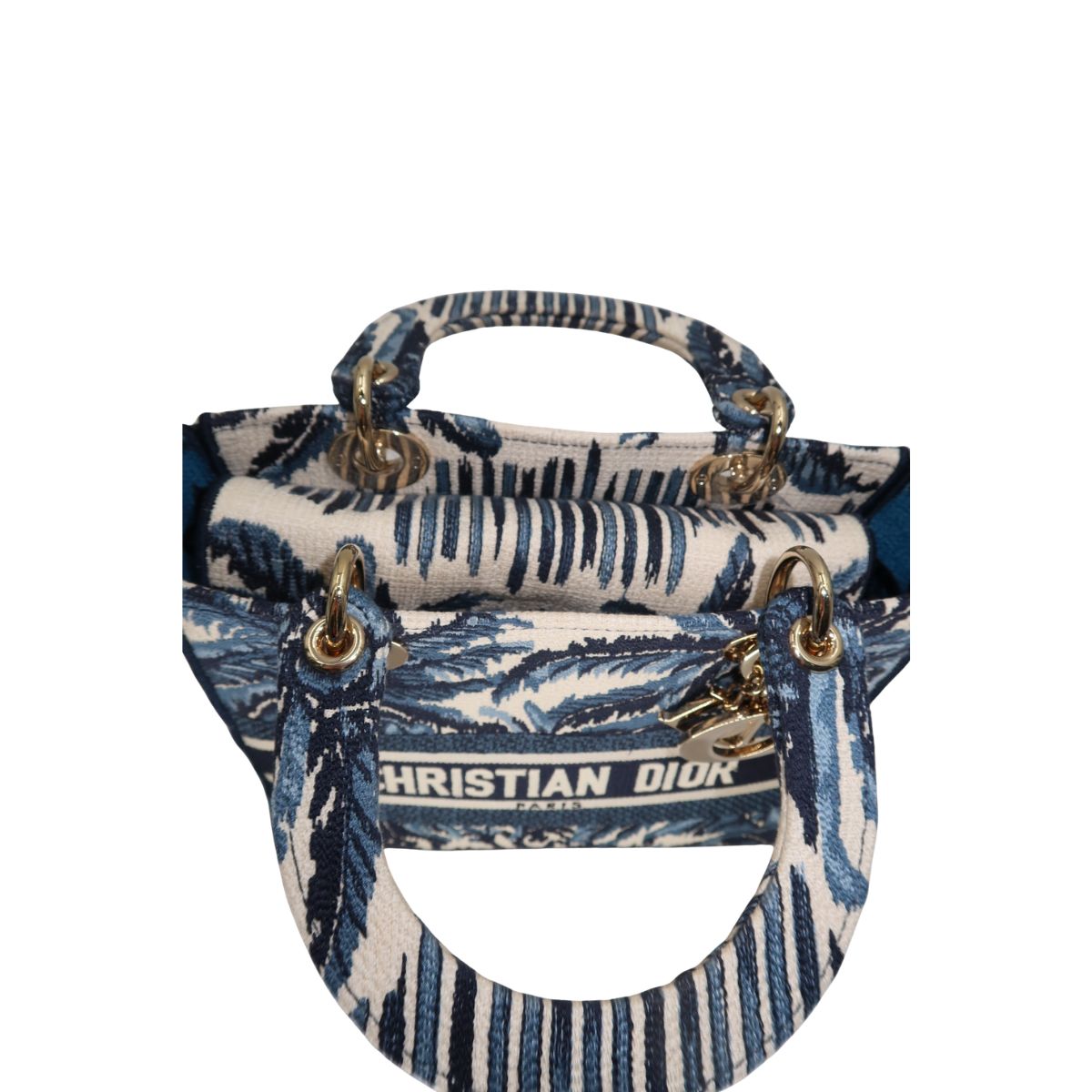 Christian Dior Canvas Embroidered Lady D-Lite Palm Tree Toile De Jouy Bag