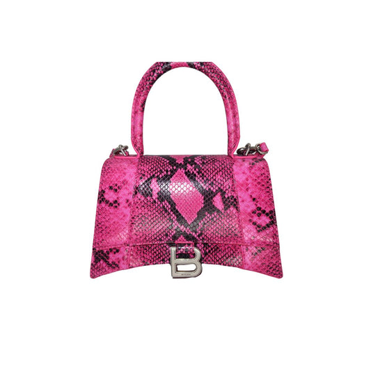 Balenciaga Calfskin Python Effect Small Hourglass Top Handle Bag