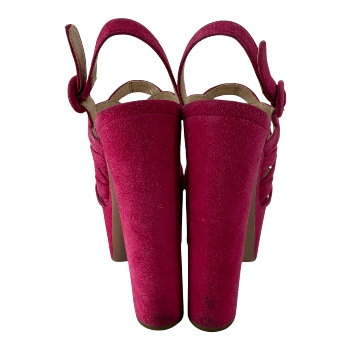 Prada Suede Open Toe Block Heel Strappy Platform Sandals