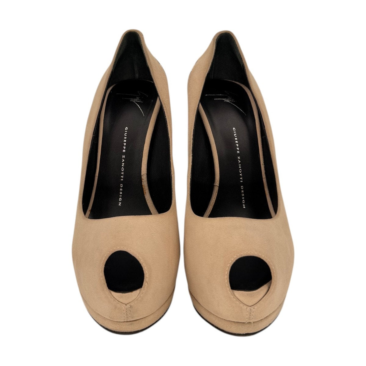 Giuseppe Zanotti Sharon Beige Suede Peep Toe Platform Stiletto Pumps Size 10