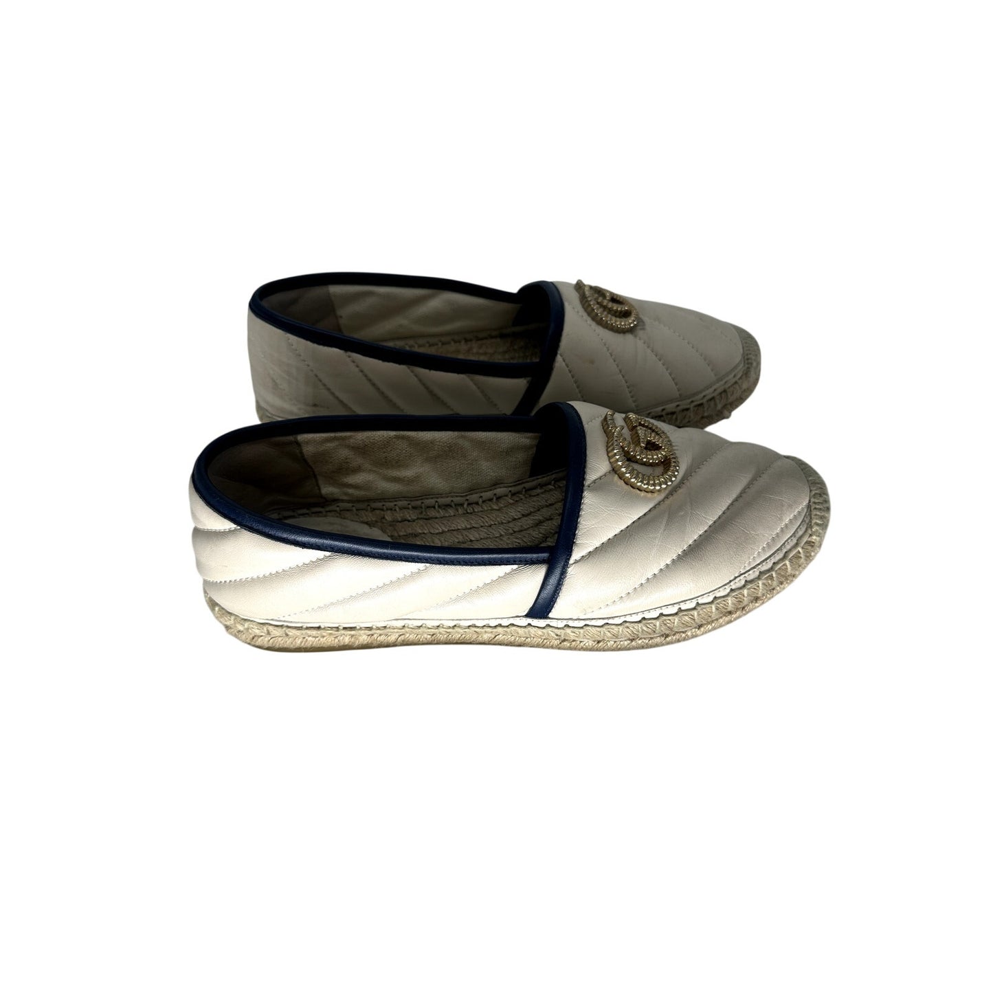 Gucci Leather Quilted GG Logo Espadrille Flats
