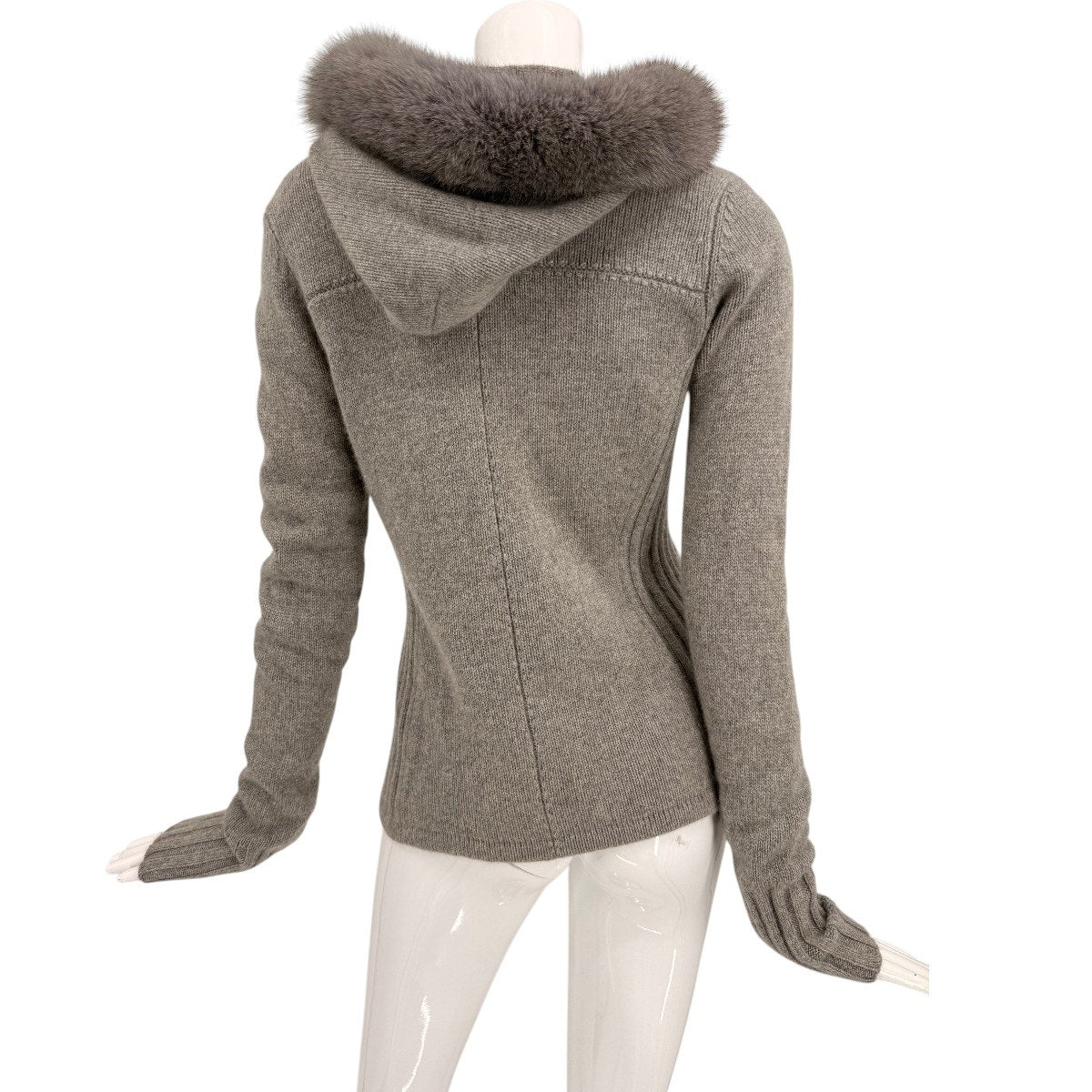 Neiman Marcus Fox Fur Cashmere Full Zip Hoodie Jacket