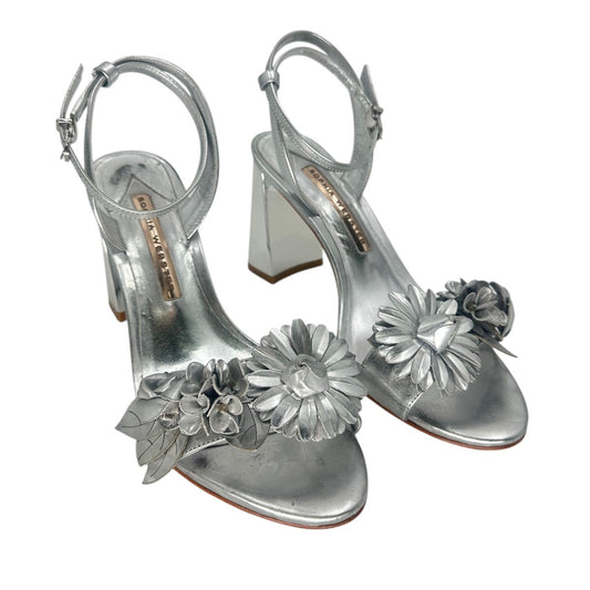 Sophia Webster Lilico Floral Metallic Leather Block Heel Sandals Women's Size 38