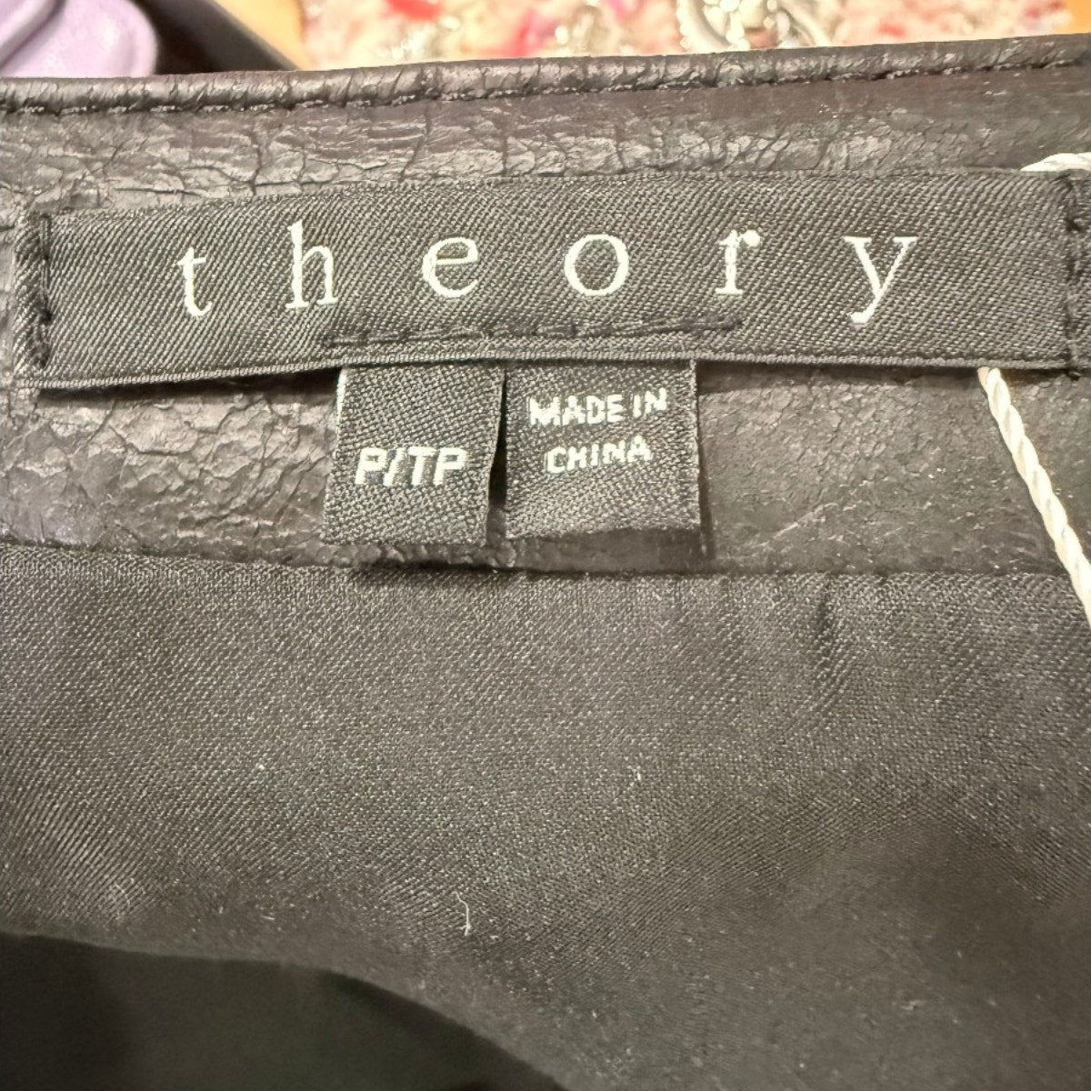 Theory Maisie Textured Hide Colorblack Lambskin Moto Jacket Peacock Black Size 0