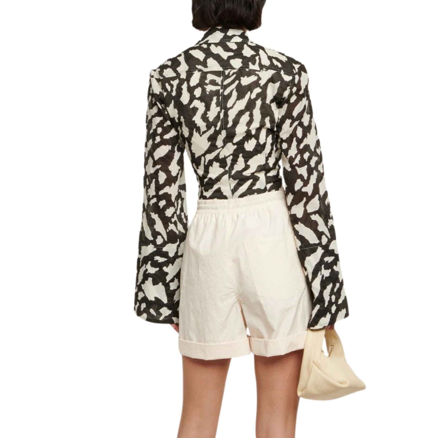 Nanushka Loiza Graphic Print Cotton Wrap Crop Top