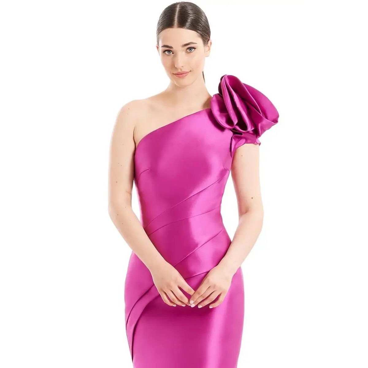 Alexander By Daymor One-Shoulder Pleated Mermaid Maxi Dress