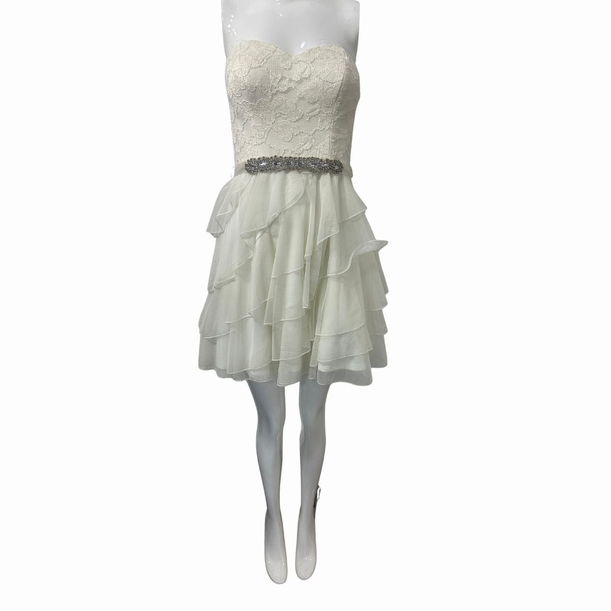 Love Reign Rhinestones Studded Ruffle Tulle Mini Dress Women's