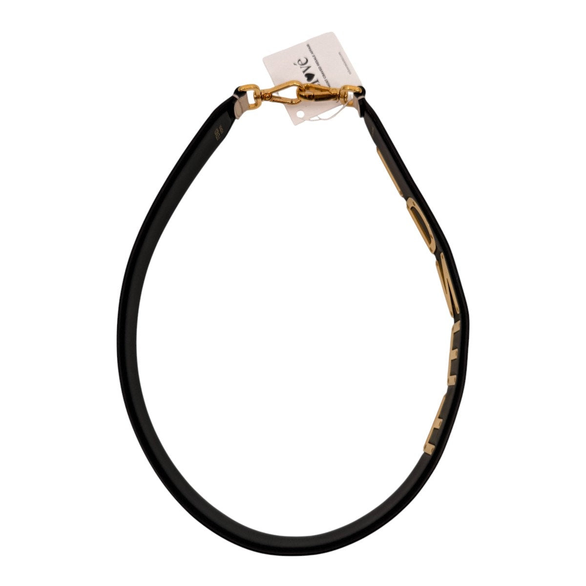 Fendi Roma Logo Leather Shoulder Strap Black Gold Tone Hardware