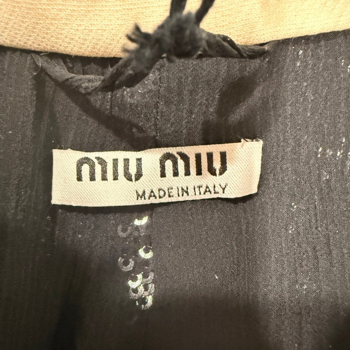 Miu Miu Sequined Collared Long Sleeve Mini Dress Black