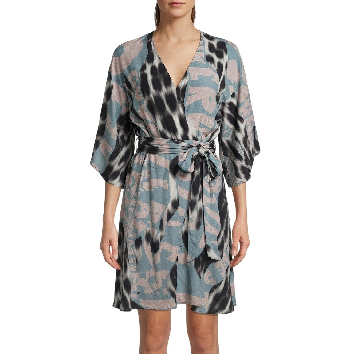 Just Cavalli Abstract Print Tie Waist Dress