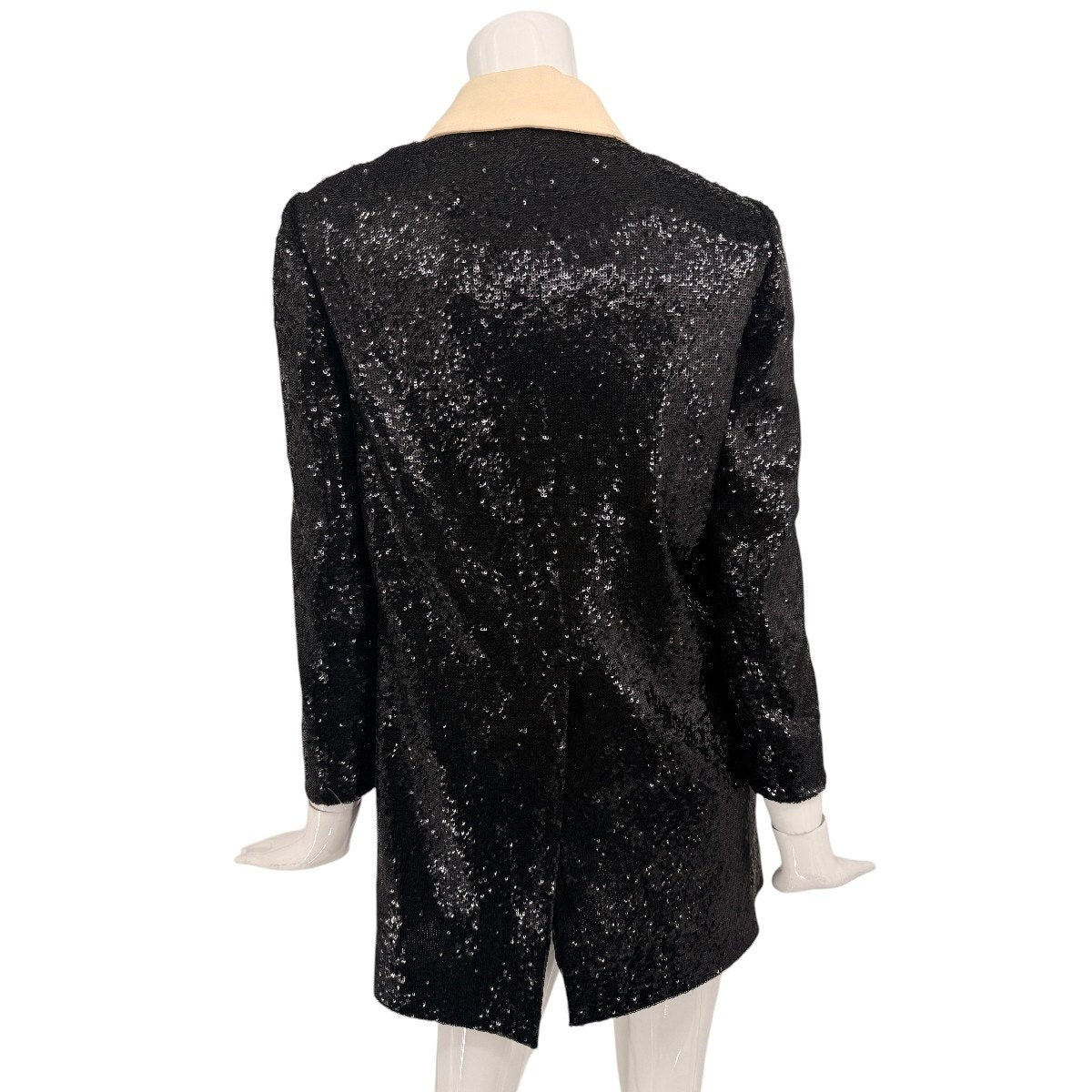 Miu Miu Sequined Collared Long Sleeve Mini Dress Black