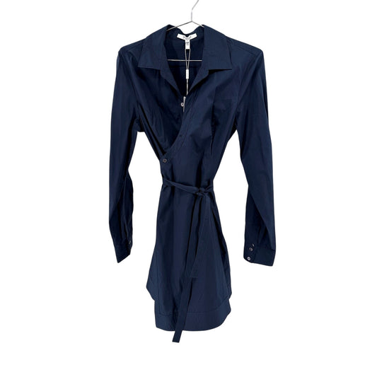 Derek Lam 10 Crosby Navy Cotton Tie Waist Shirt Dress Midnight NWT Size 10