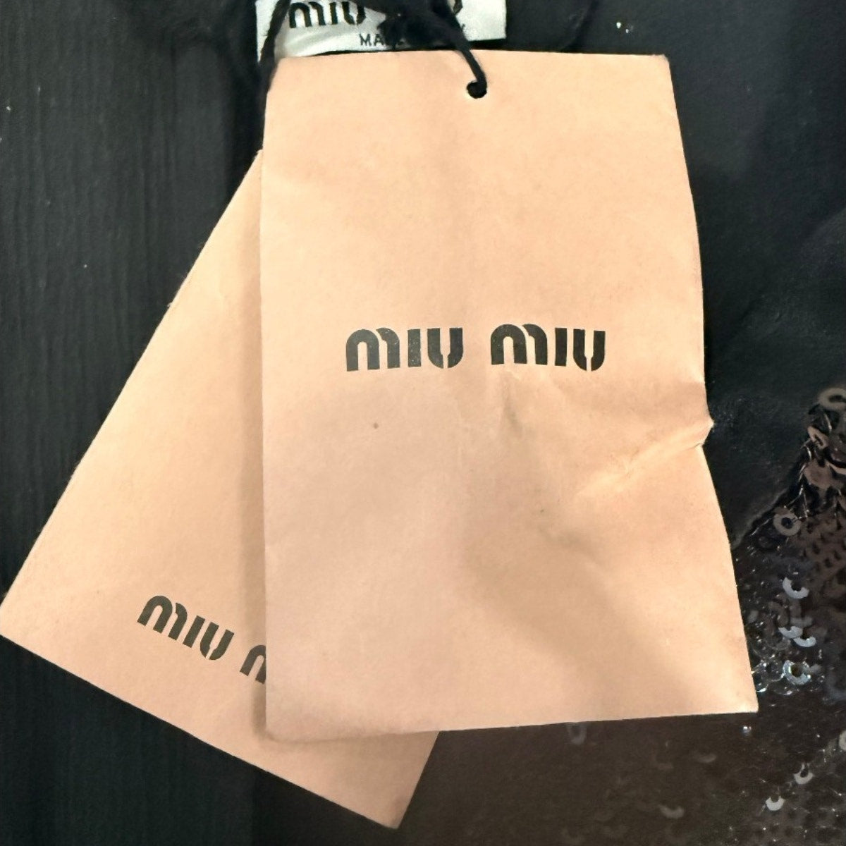 Miu Miu Sequined Collared Long Sleeve Mini Dress Black
