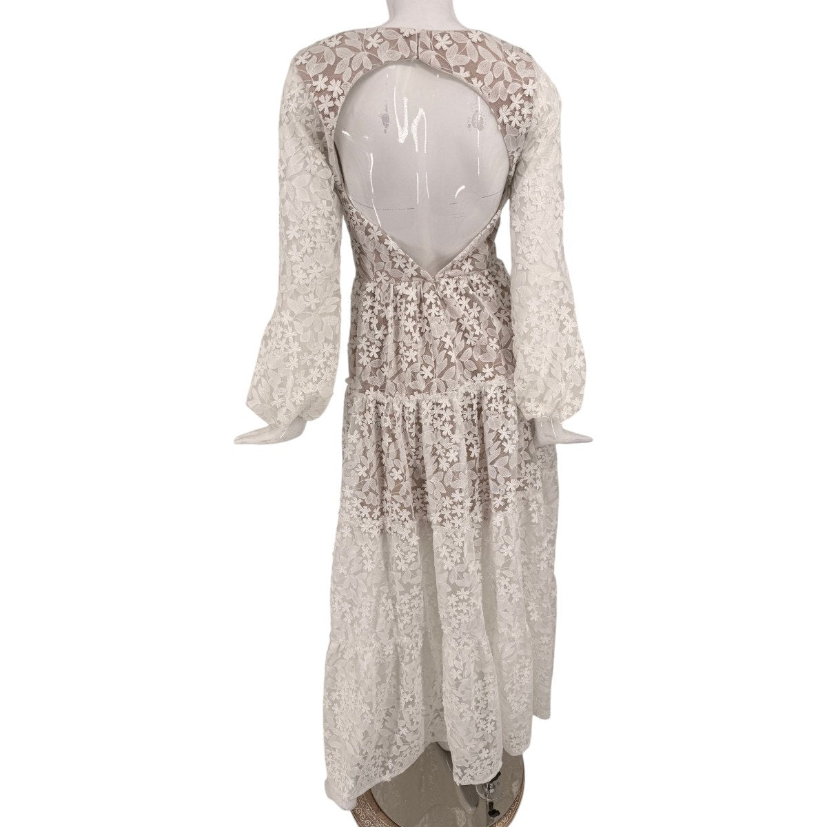 Dress The Population Lyra Embroidered Puff-Sleeve Tiered Maxi Dress