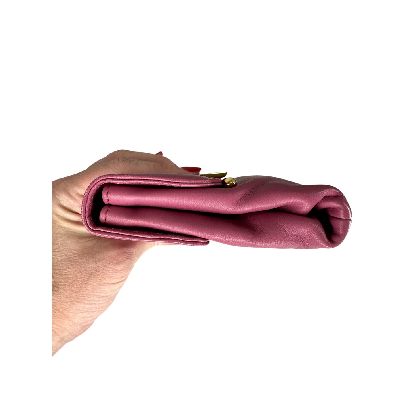 Fendi Leather Baguette Long Clutch Bag Pink