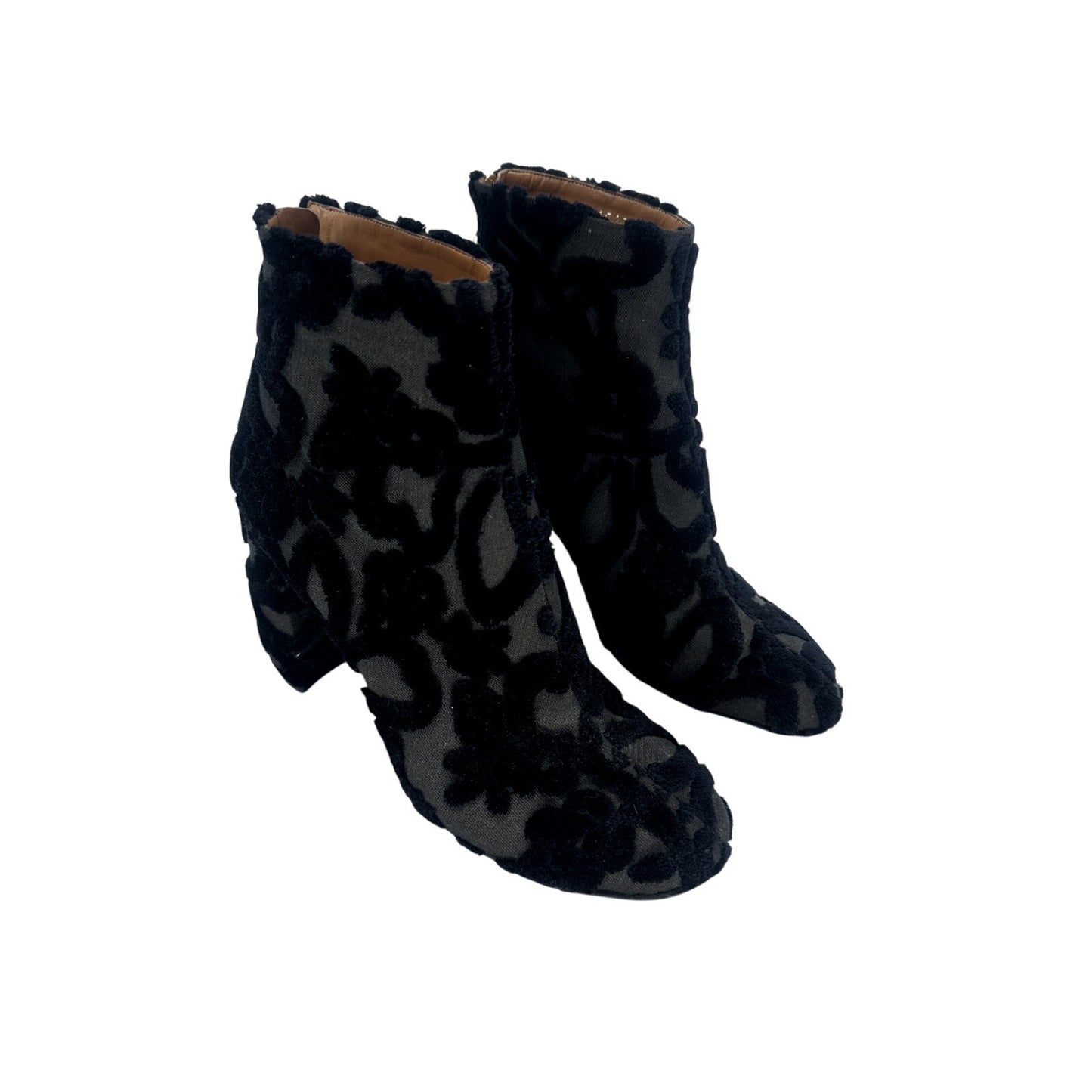 Stella McCartney Velvet Brocade Block Heel Ankle Boots
