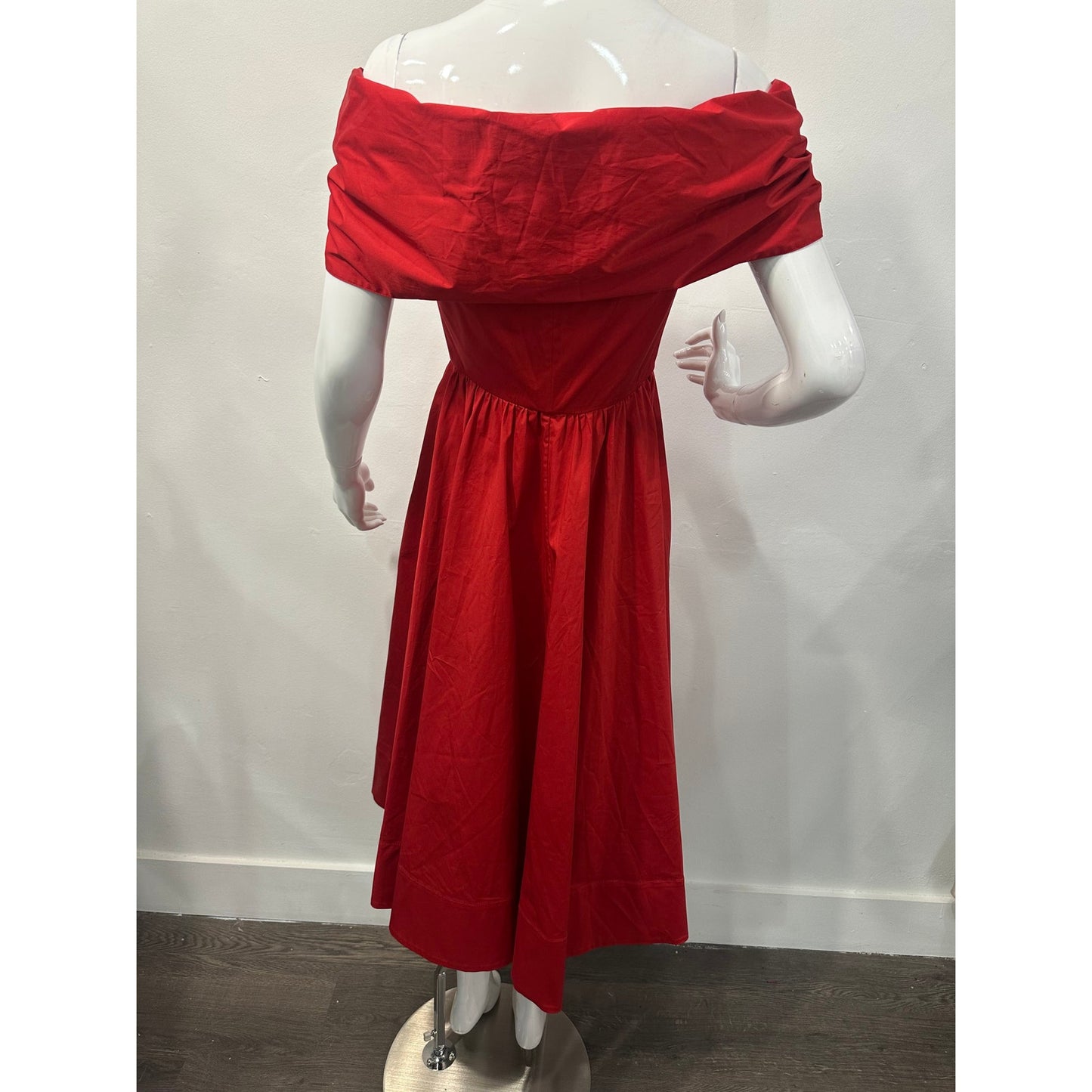 Oscar De La Renta Cotton-Blend Big Bow Runaway Off-Shoulder Midi Dress