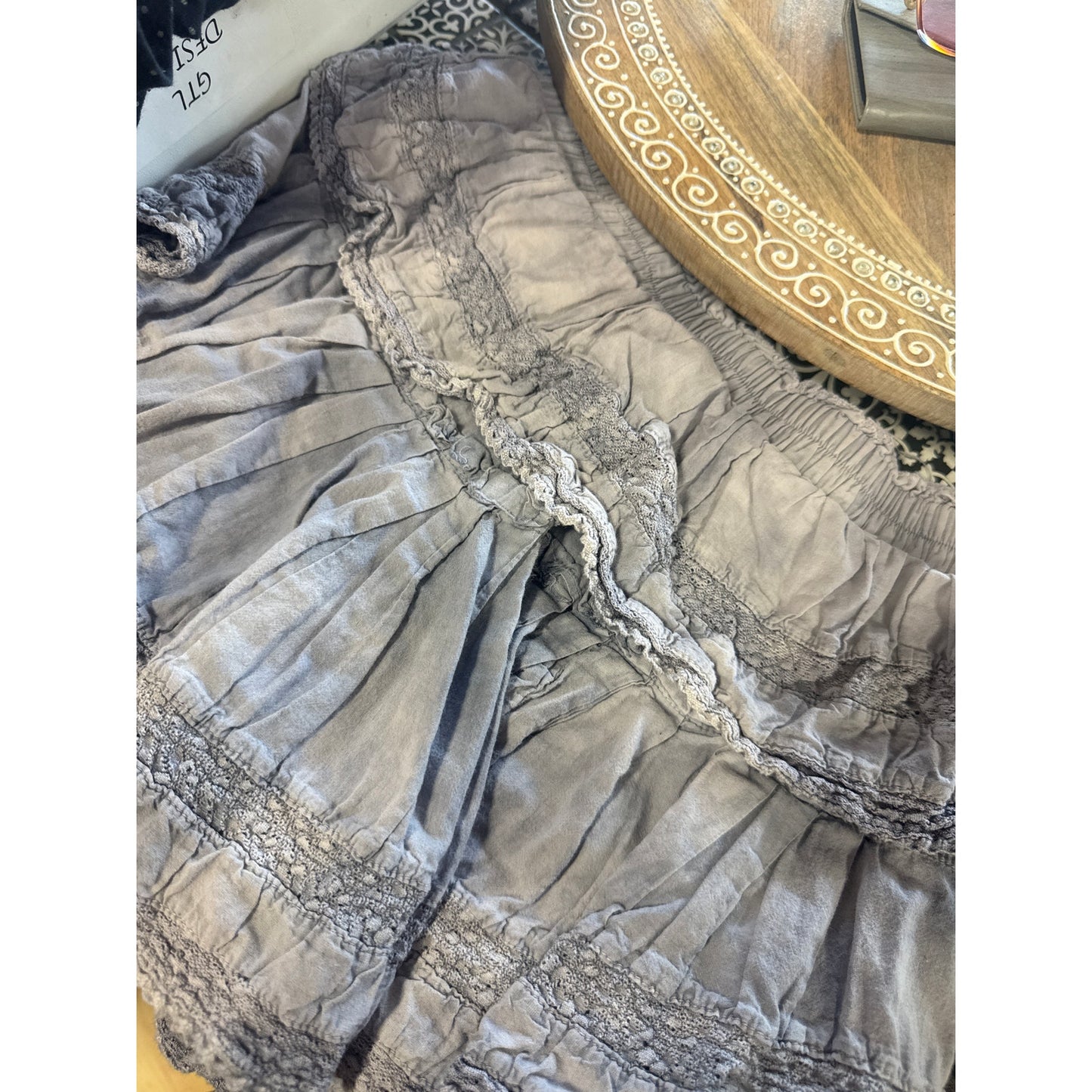 LoveShackFancy Cotton Mini Skirt with Lace Trim, Ruffles, and Pleated Tiers