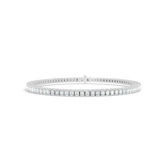 4.23 ctw Diamond Emerald Cut 14K White Gold Tennis Bracelet