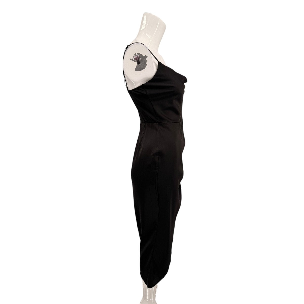 More to Come Satin Adonia Cowl Neck Ruched Wrap Midi Dress